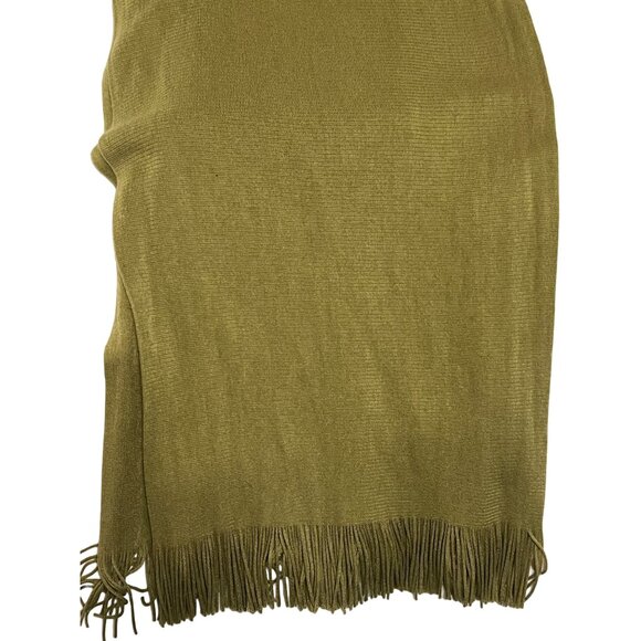 Olive Green Layers By Lizden Acrylic Fringe Wrap Scarf 90 x 24 - Picture 6 of 14